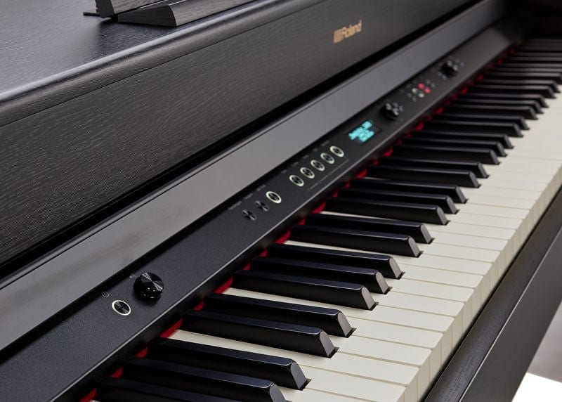 Roland HP702 Charcoal Black with Piano Stool & Roland RH200 Headphones - Image 7