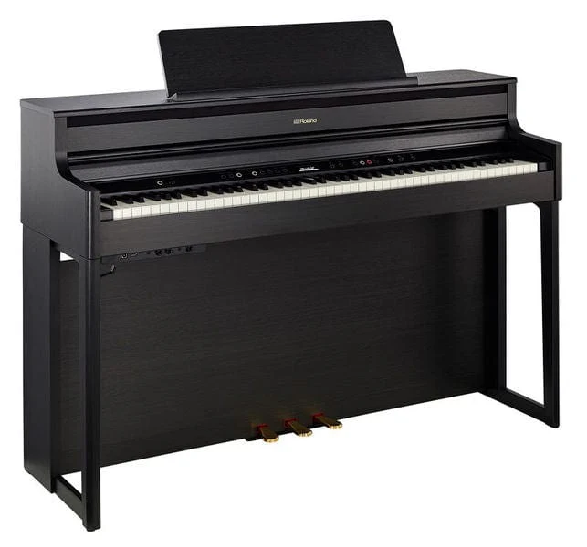 Roland HP704 Charcoal Black with Piano Stool & Roland RH200 Headphones - Image 9