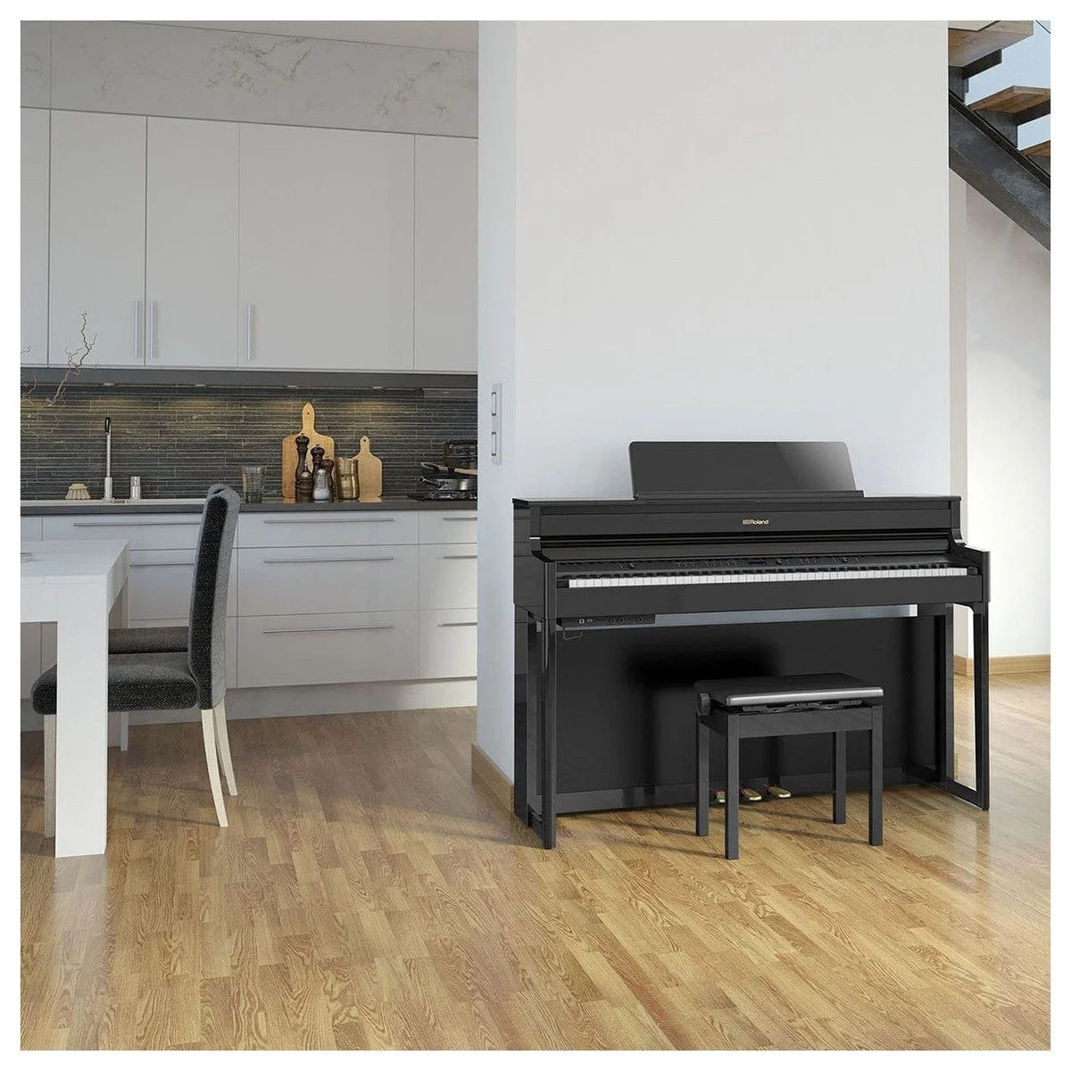 Roland HP704 Digital Piano; Polished Ebony - Image 3