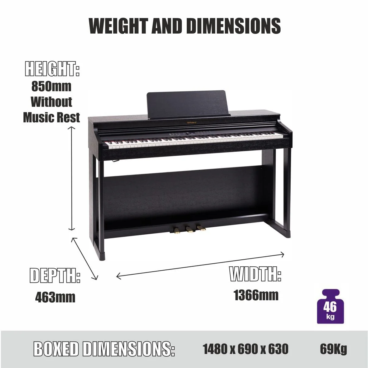 Roland RP701 Dark Rosewood Digital Piano Value Package - Image 4