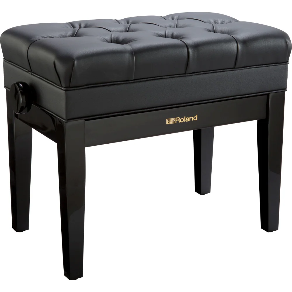 Roland RPB-500PE Piano Bench; Polished Ebony Vinyl Seat With Music Compartment