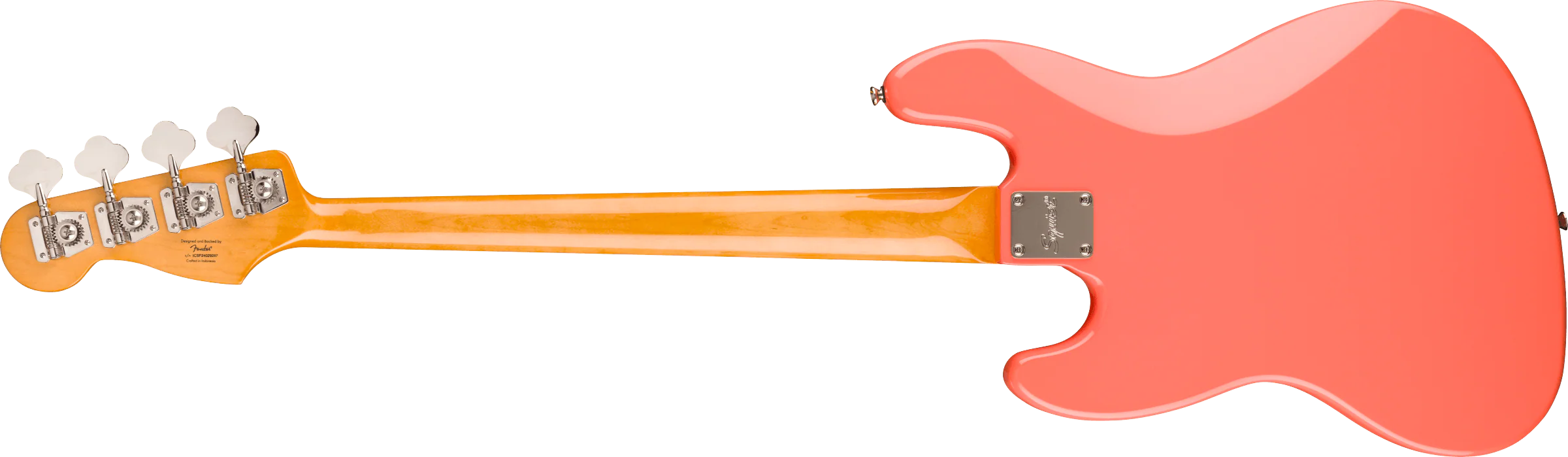 Squier Classic Vibe '60s Jazz Bass; Laurel Fingerboard, Tortoishell Pickguard, Tahitian Coral - Image 3