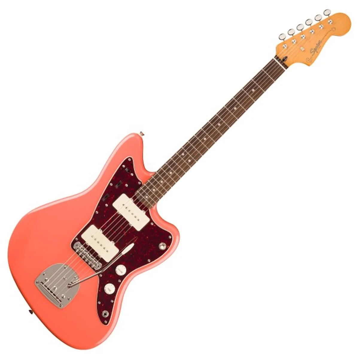 Squier Classic Vibe '60s Jazzmaster; Laurel Fingerboard, Tortoishell Pickguard, Tahitian Coral - Image 2