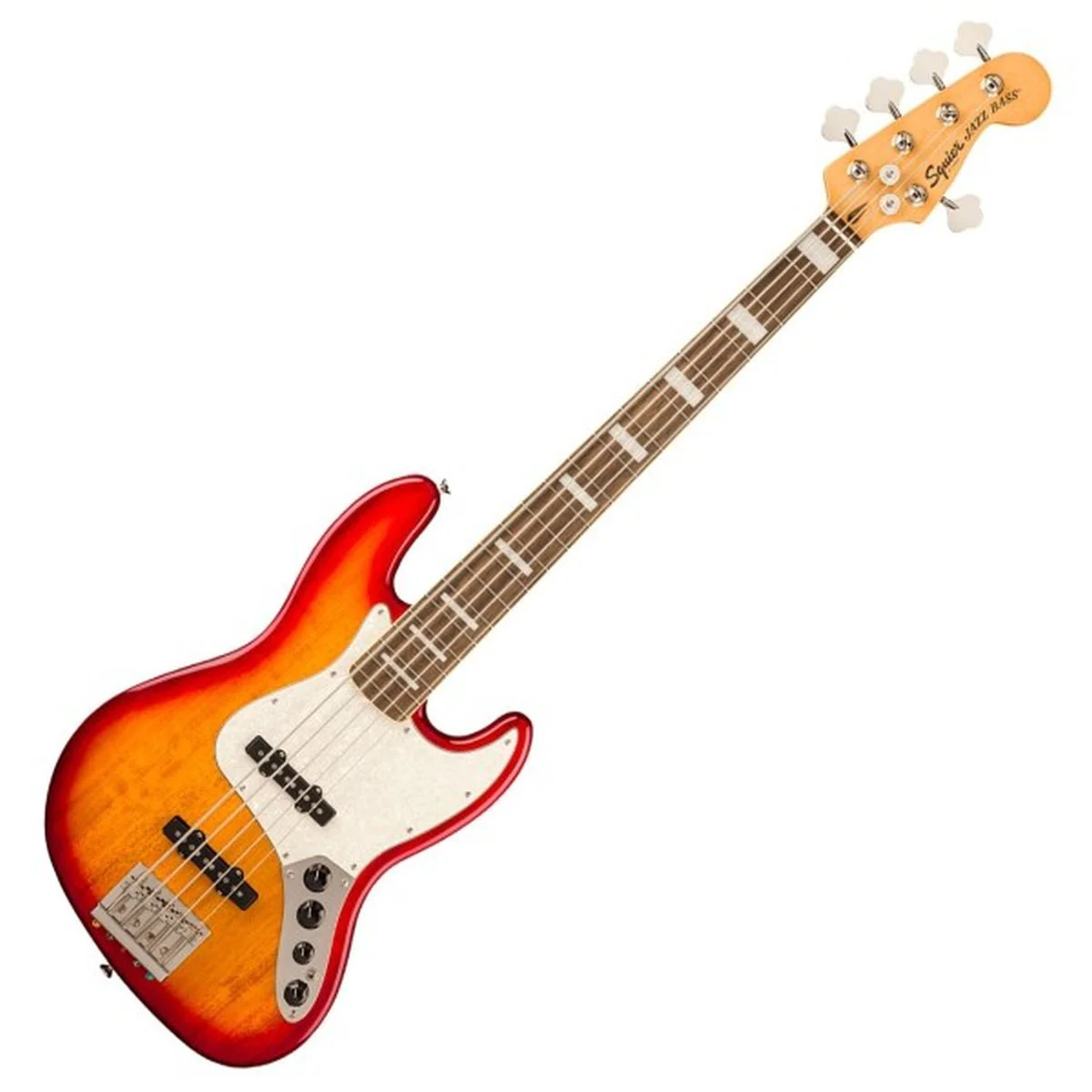 Squier Classic Vibe Active '70s Jazz Bass V, Laurel Fingerboard, White Pearloid Pickguard, Sienna Sunburst - Image 2