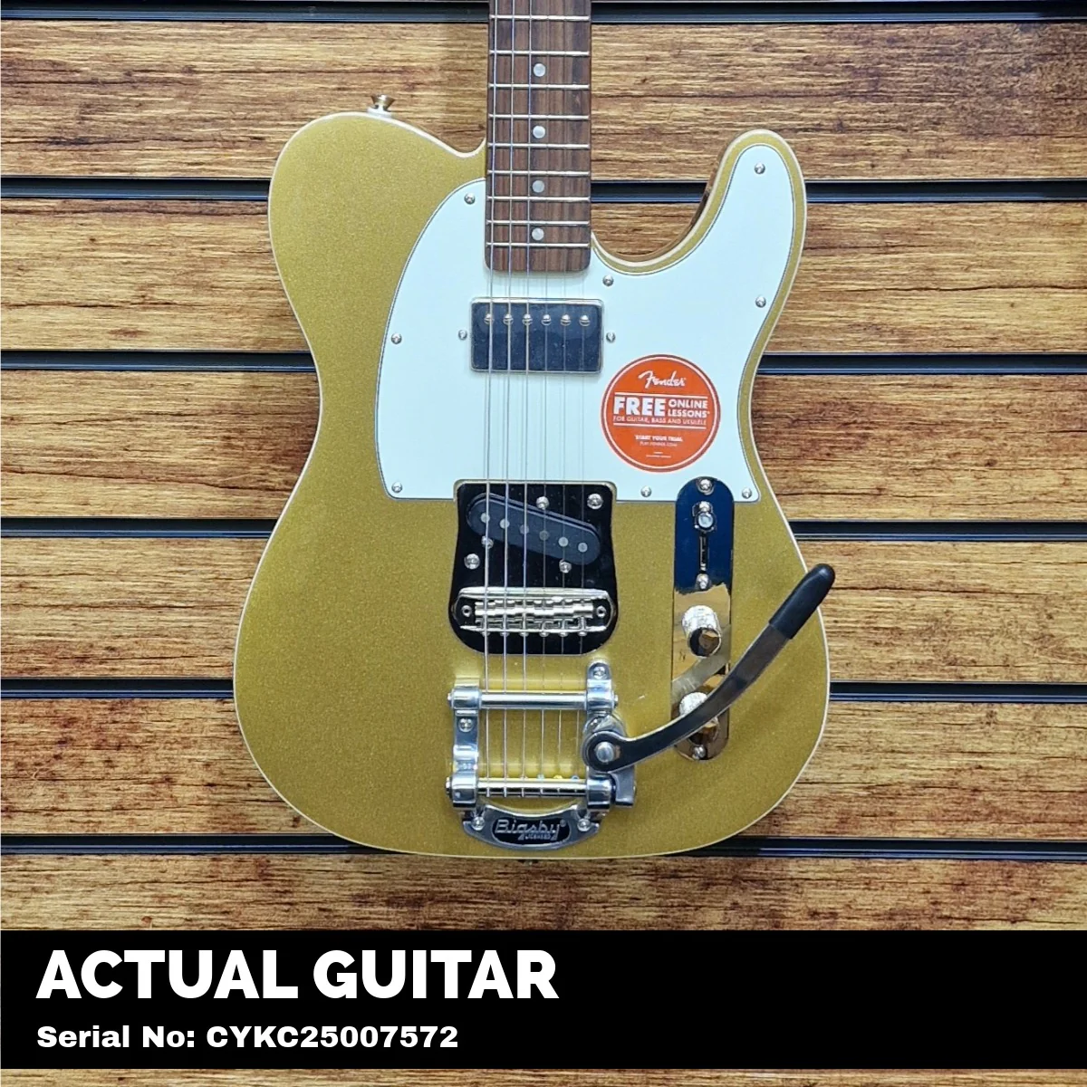 Squier Classic Vibe Custom Telecaster SH with Bigsby, Parchment Pickguard, Aztec Gold - Image 2