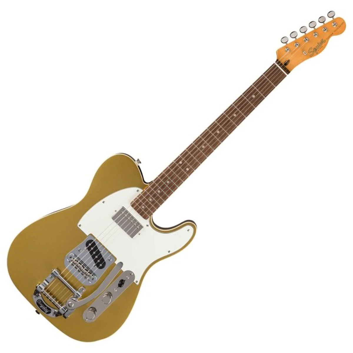 Squier Classic Vibe Custom Telecaster SH with Bigsby, Parchment Pickguard, Aztec Gold - Image 3