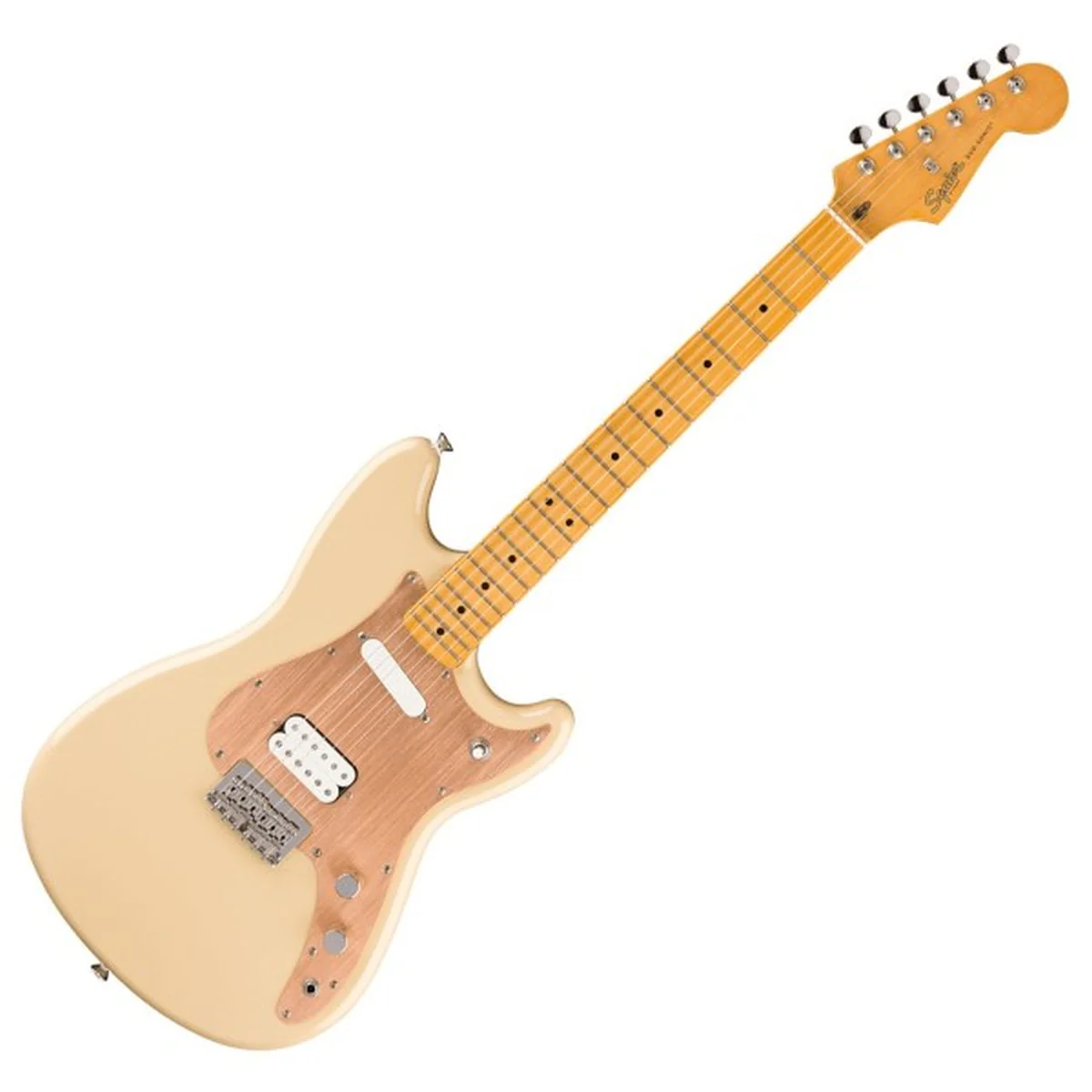 Squier Classic Vibe Duo-Sonic HS, Maple Fingerboard, Gold Anodized Pickguard, Desert Sand - Image 2