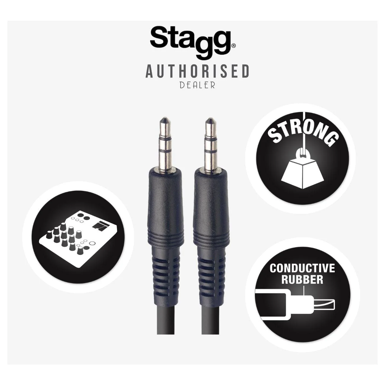 Stagg Music SAC2MPSMPSB 3.5 to 3.5 2M Stereo Jack To Jack Cable - Image 3