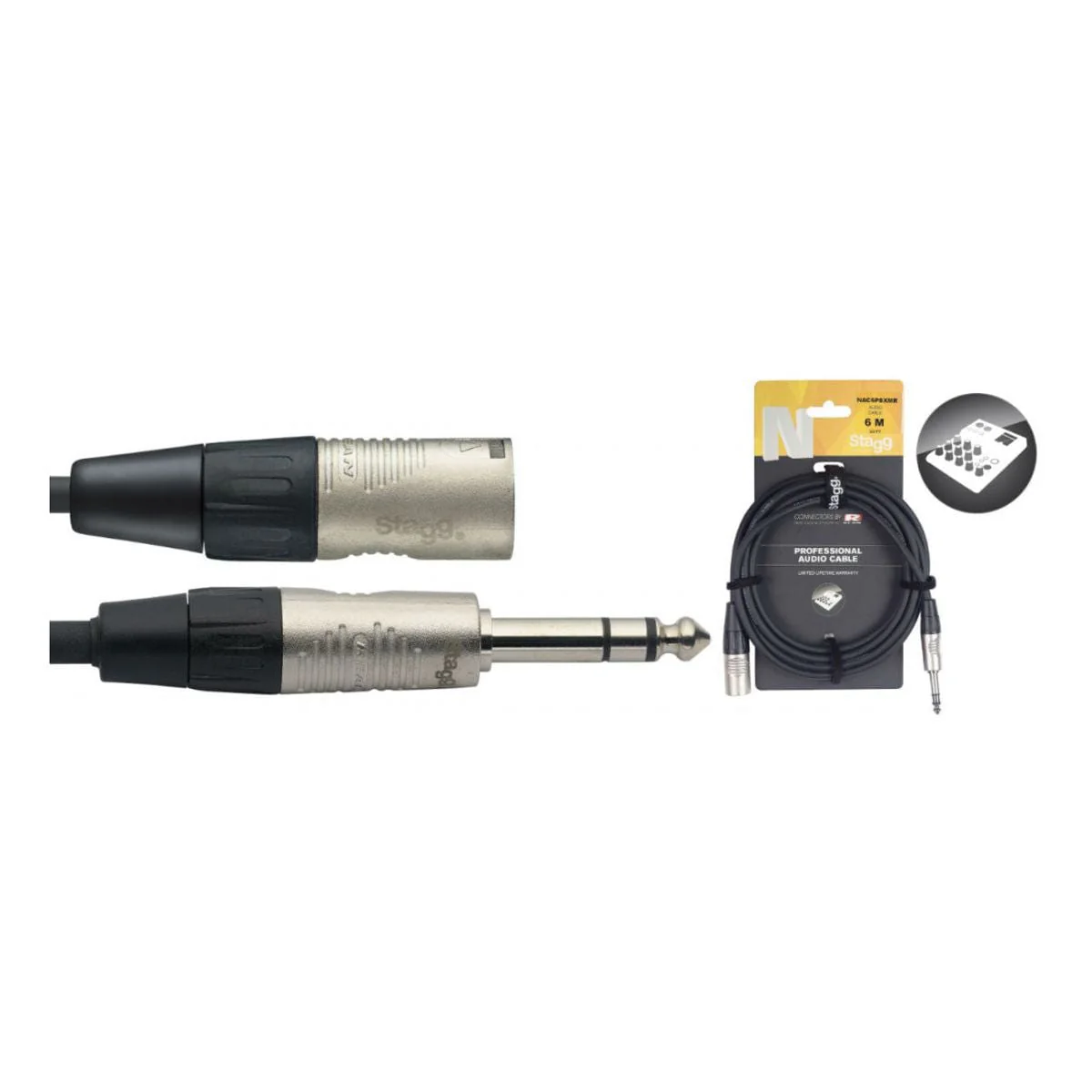 Stagg NAC6PSXMR Stereo Jack to Male XLR Cable - Image 2