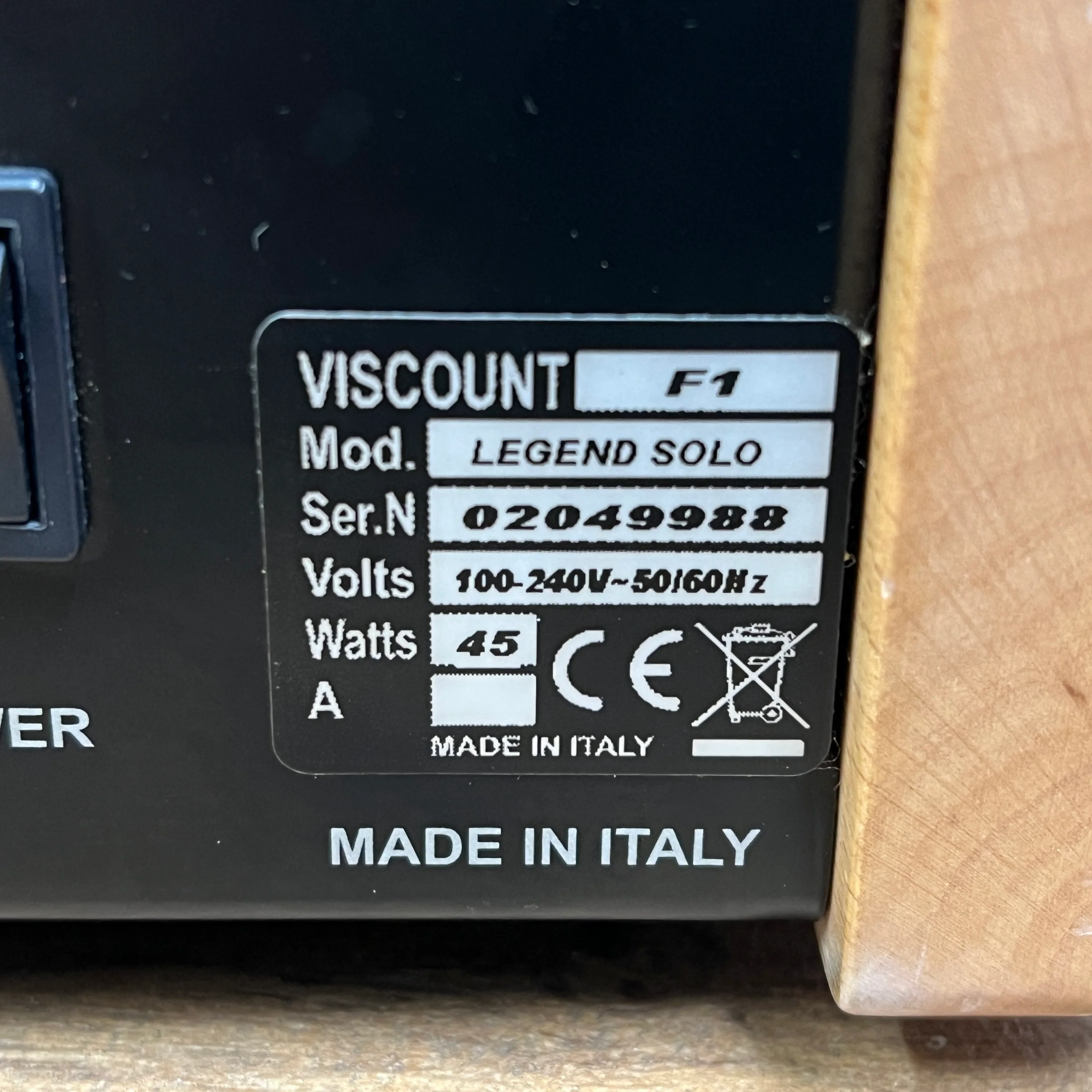 Viscount Legend Solo Keyboard Organ; Serial No: 2049988 | Second Hand - Image 14