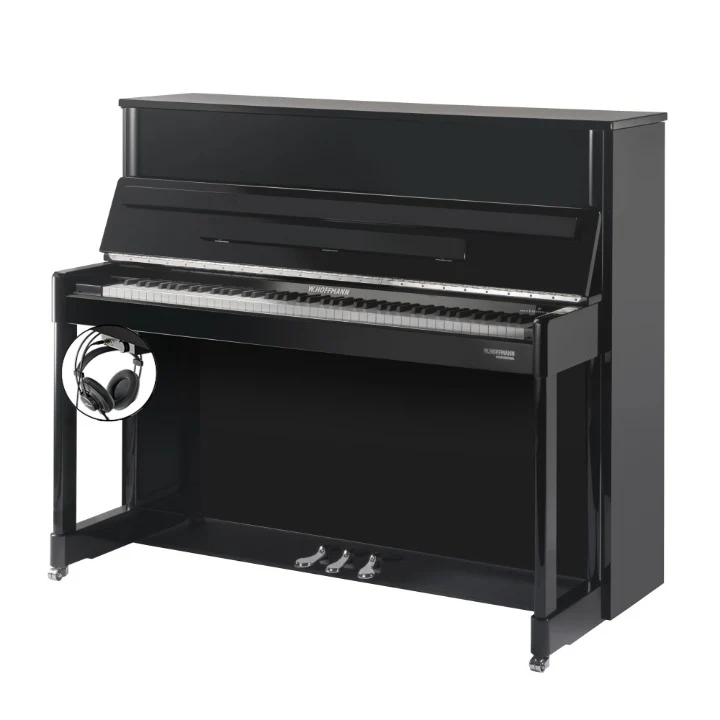 W. Hoffmann Professional P120 Upright Piano in Polished Ebony with Vario Duet Silent System