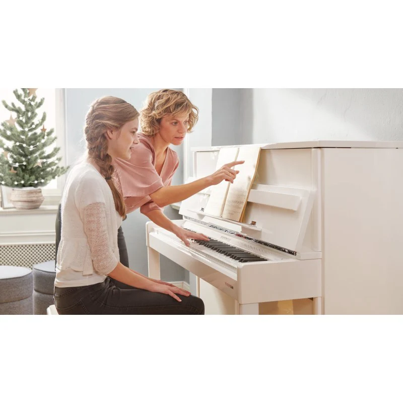 W. Hoffmann Professional P120 Upright Piano in Polished White with Vario Duet Silent System - Image 2