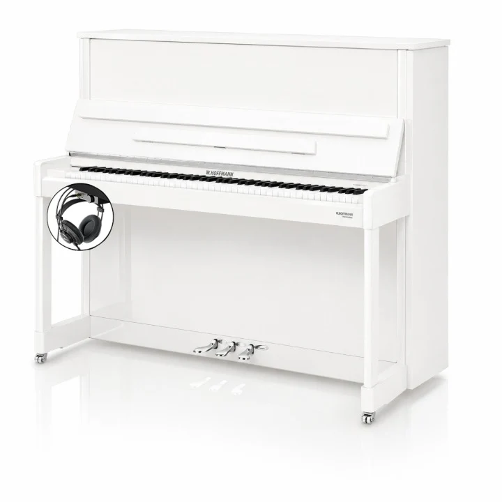 W. Hoffmann Professional P126 Upright Piano in Polished White with Vario Duet Silent System