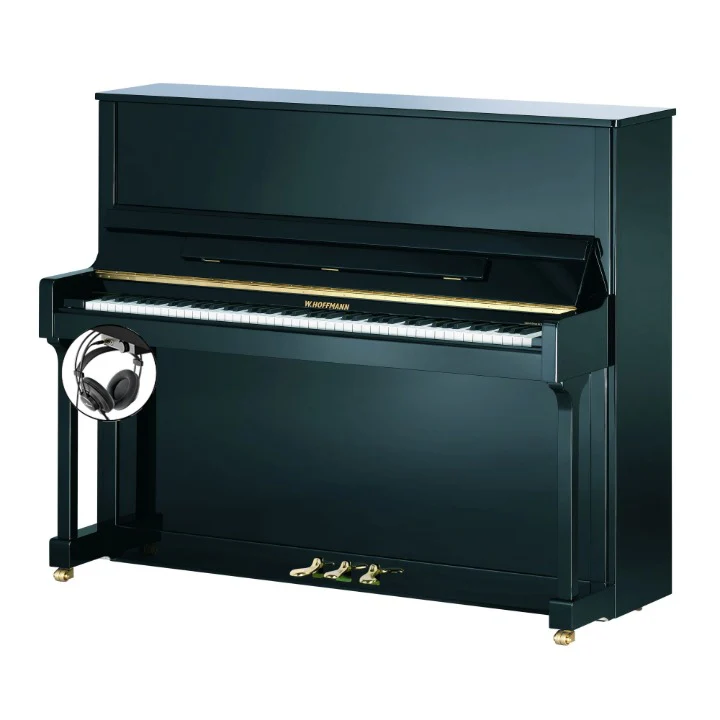 W. Hoffmann Tradition T128 Upright Piano in Polished Black with Vario Duet Silent System