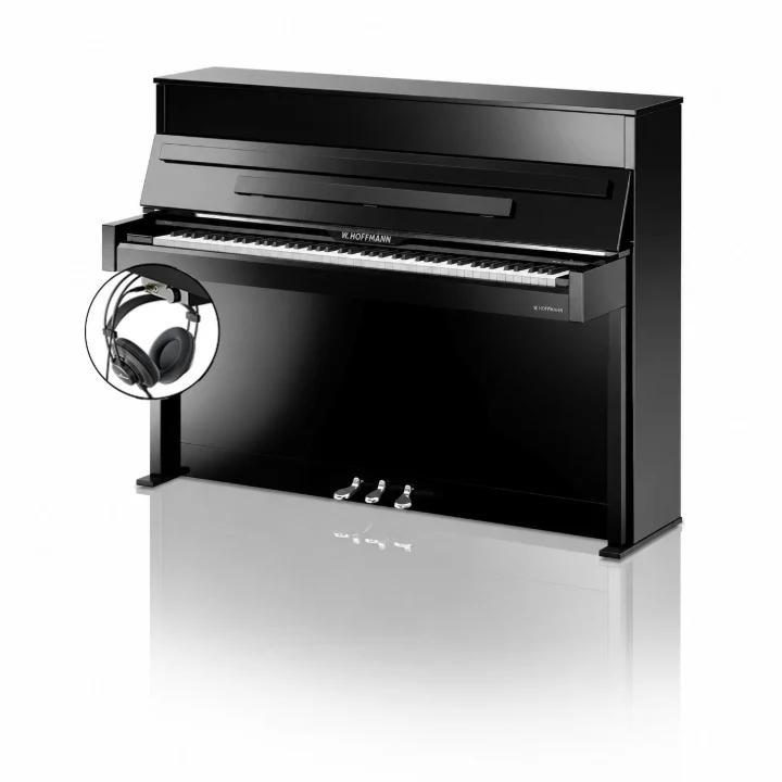 W. Hoffmann Vision V2 Upright Piano in Polished Ebony with Chrome Fittings with Vario Duet Silent System - Image 10