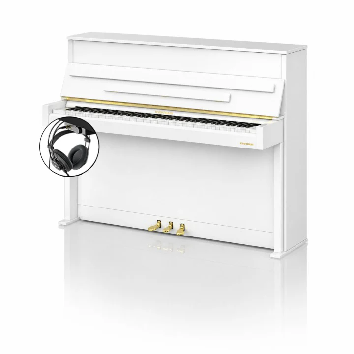 W. Hoffmann Vision V2 Upright Piano in Polished White with Vario Duet Silent System