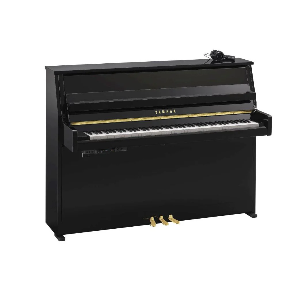 Yamaha B10 SC3 Silent Upright Piano; Polished Ebony