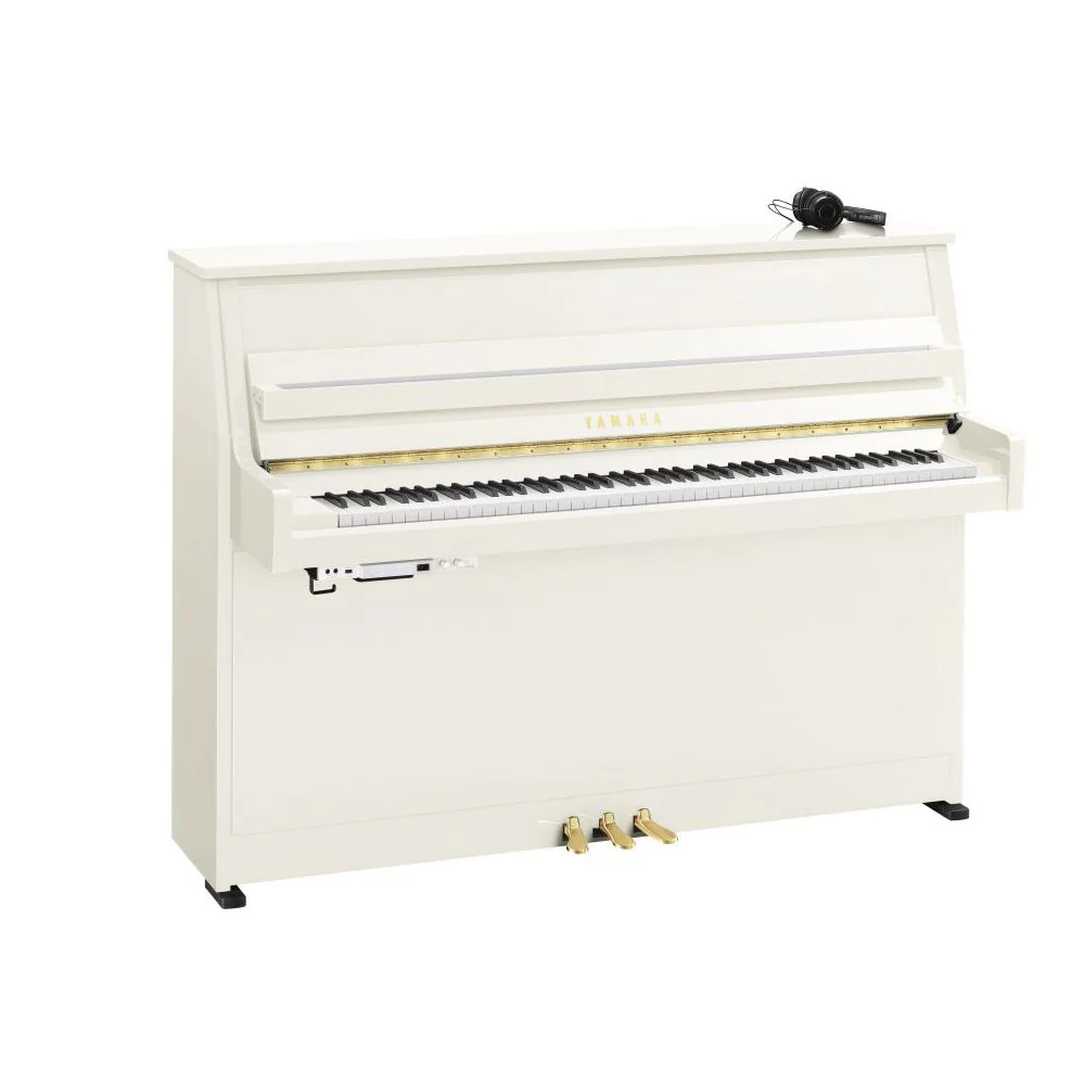 Yamaha B10 SC3 Silent Upright Piano; Polished White
