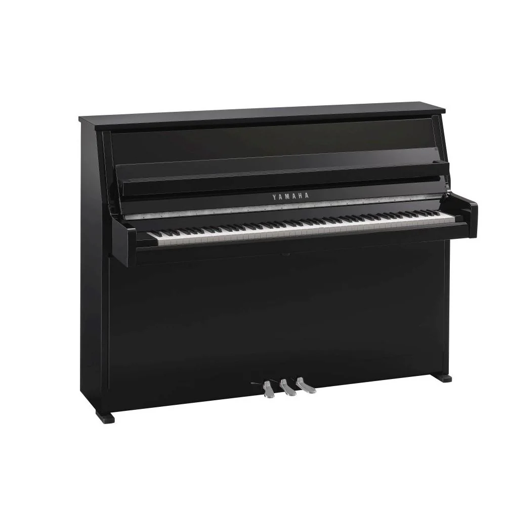 Yamaha B10 Upright Piano; Polished Ebony & Chrome Fittings