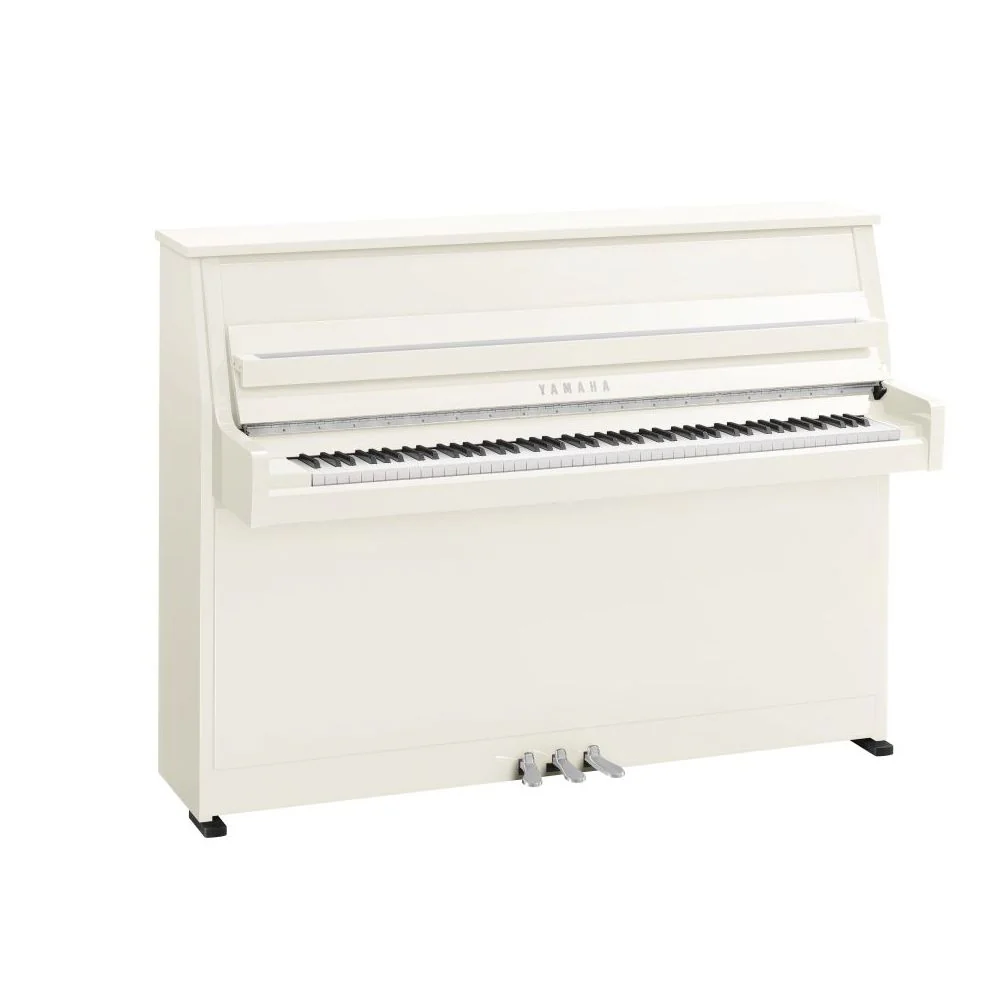 Yamaha B10 Upright Piano; Polished White & Chrome Fittings