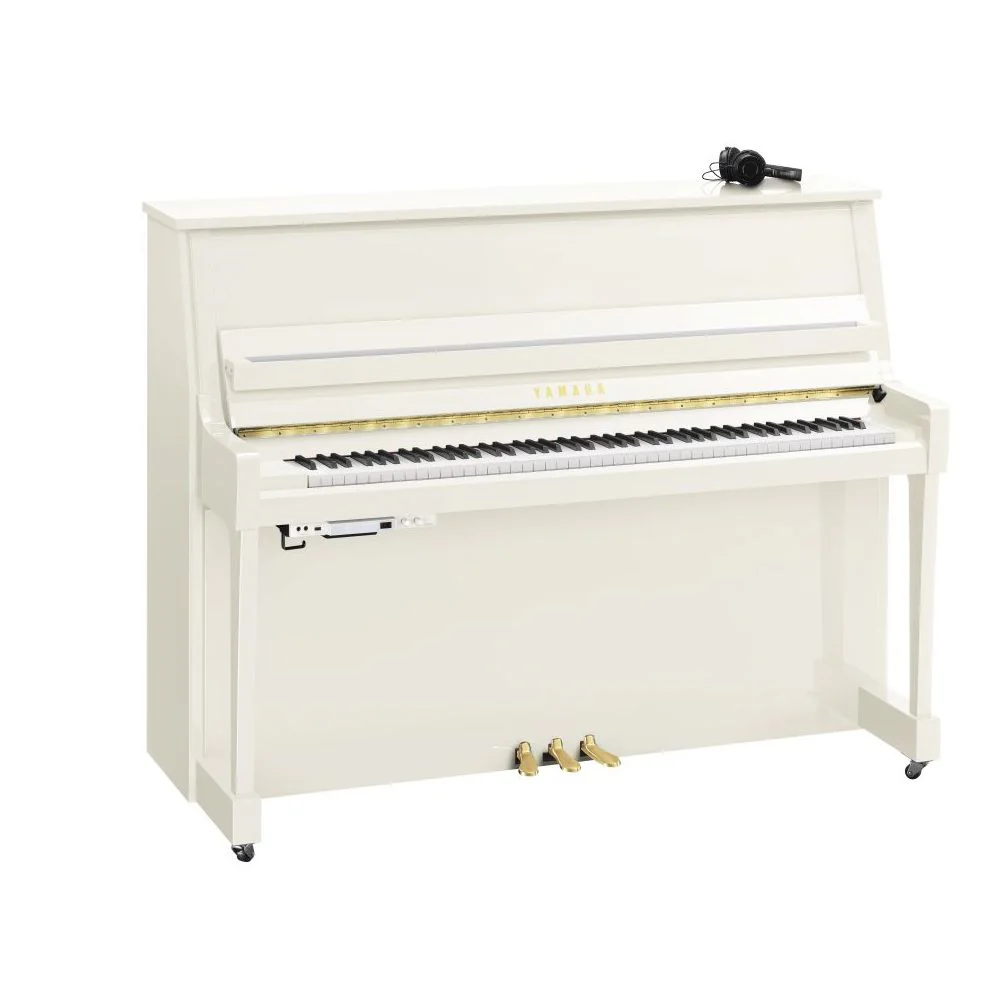 Yamaha B20 SC3 Silent Upright Piano; Polished White