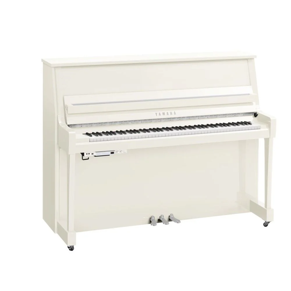 Yamaha B20 TC3 TransAcoustic Upright Piano; Polished White & Chrome Fittings