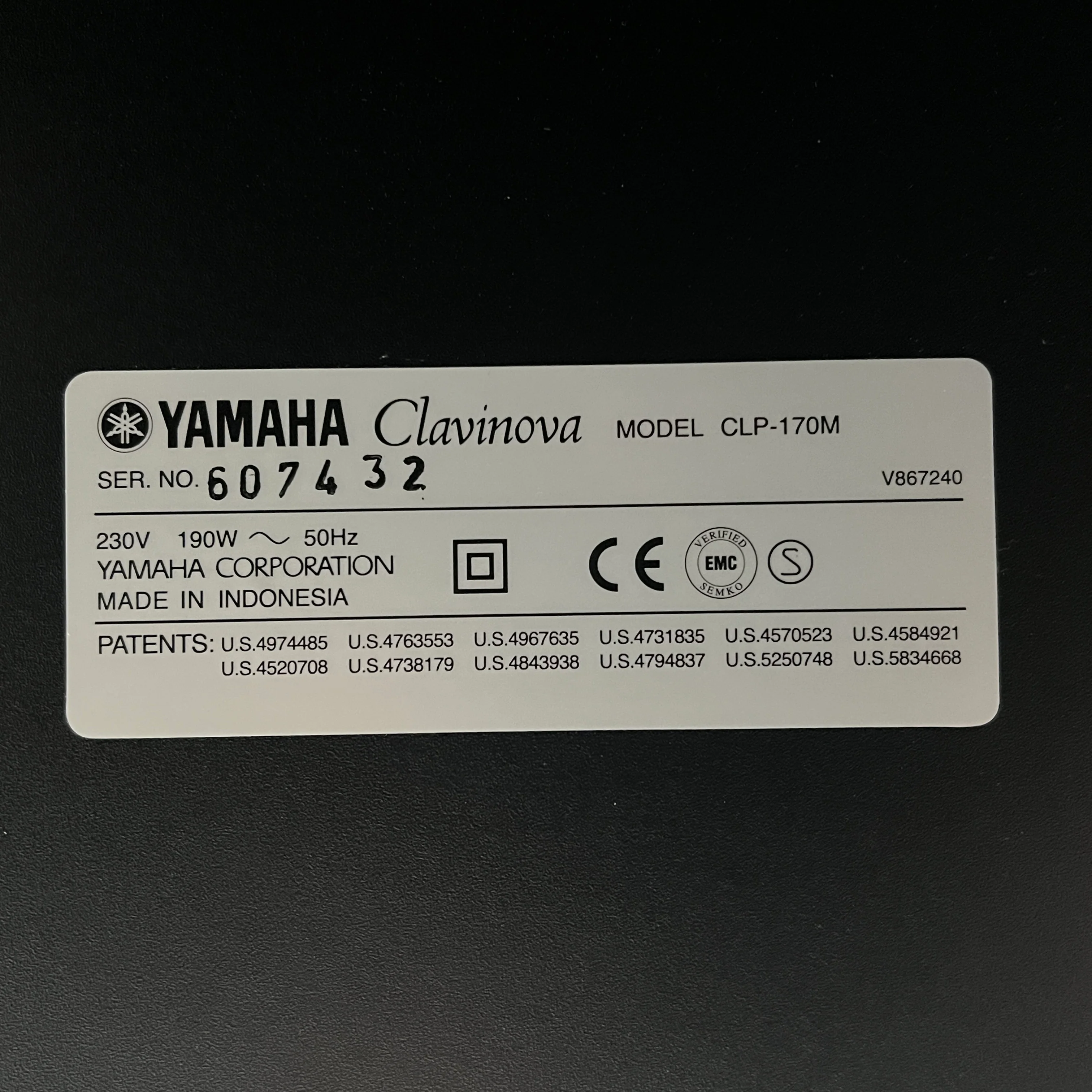 Yamaha CLP170M Digital Piano; Serial No: 607432 | Second Hand - Image 15