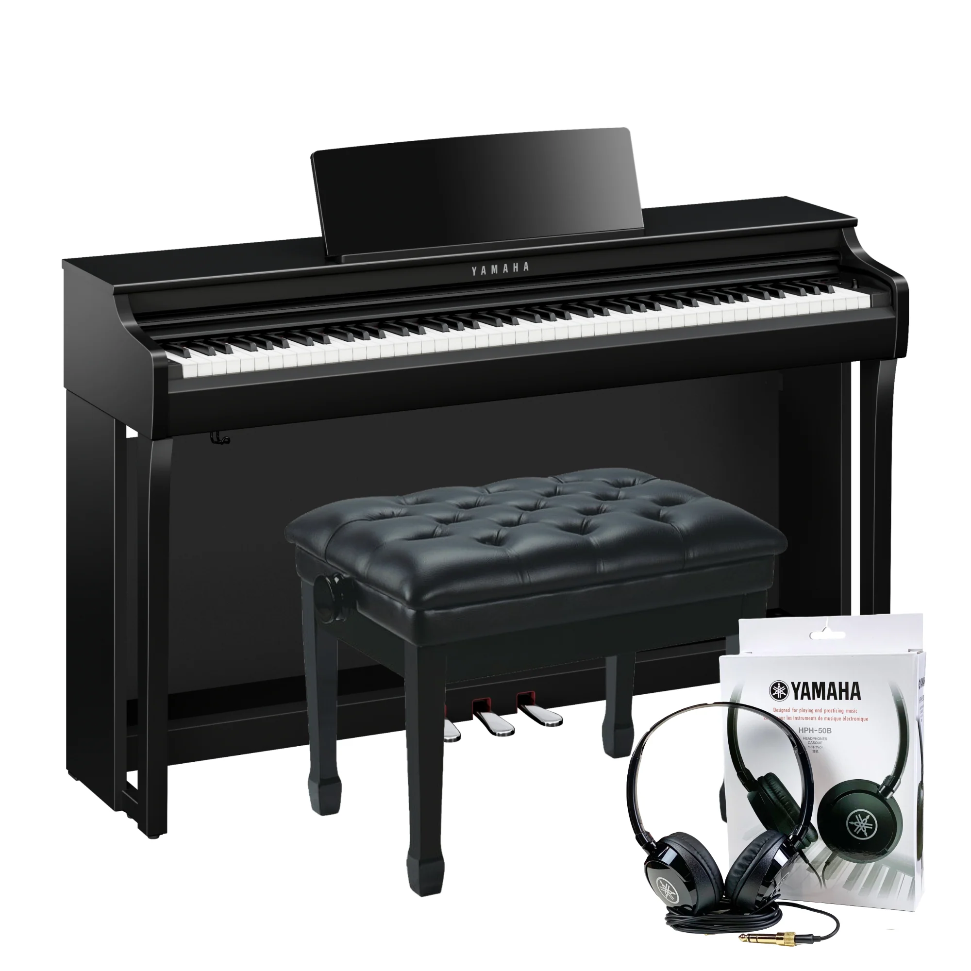 Yamaha CLP825PE Polished Ebony Concert Package