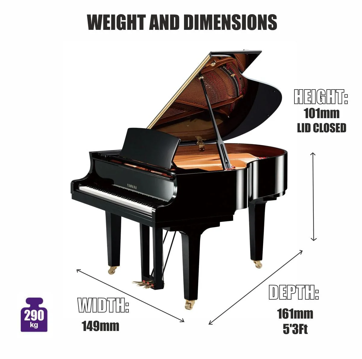 Yamaha GC1 SH3 Silent Grand Piano; Polished Ebony - Image 13