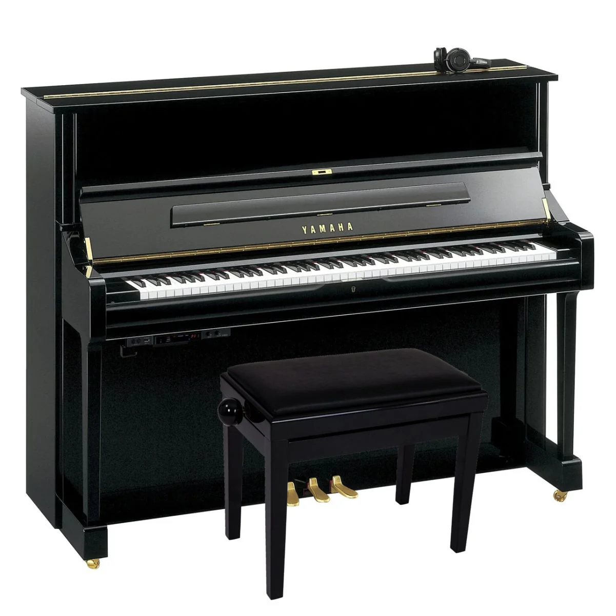 Yamaha U1 SH3 Silent Upright Piano; Polished Ebony - Image 6