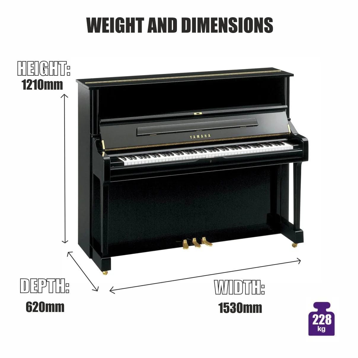 Yamaha U1 Upright Piano; Polished Ebony - Image 4