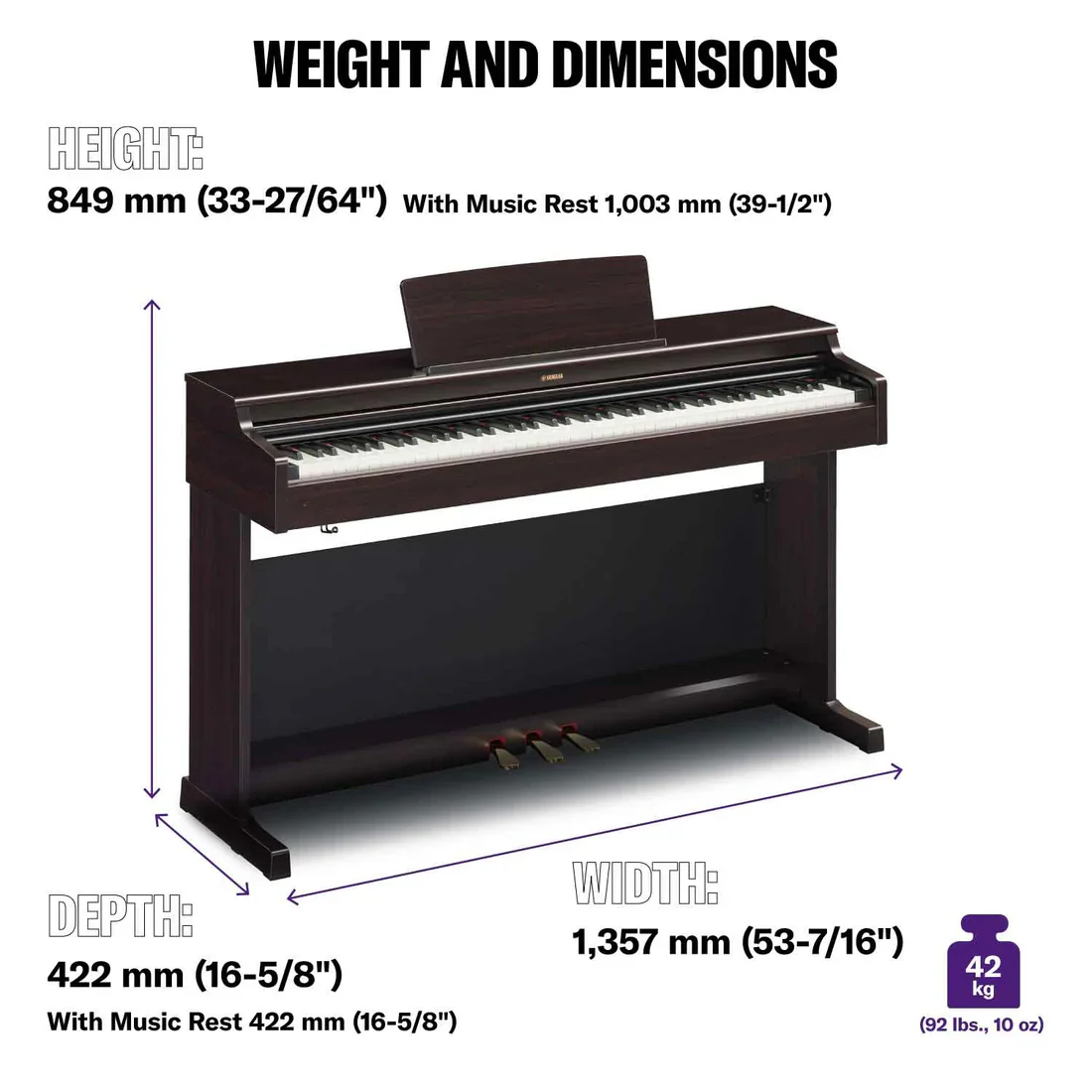 Yamaha YDP145 Rosewood Digital Piano; Serial No: BCCL01001; Ex Display Model; 3 Year Warranty - Image 5