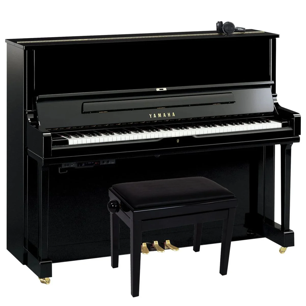 Yamaha YUS3 SH3 Silent Upright Piano; Polished Ebony - Image 6