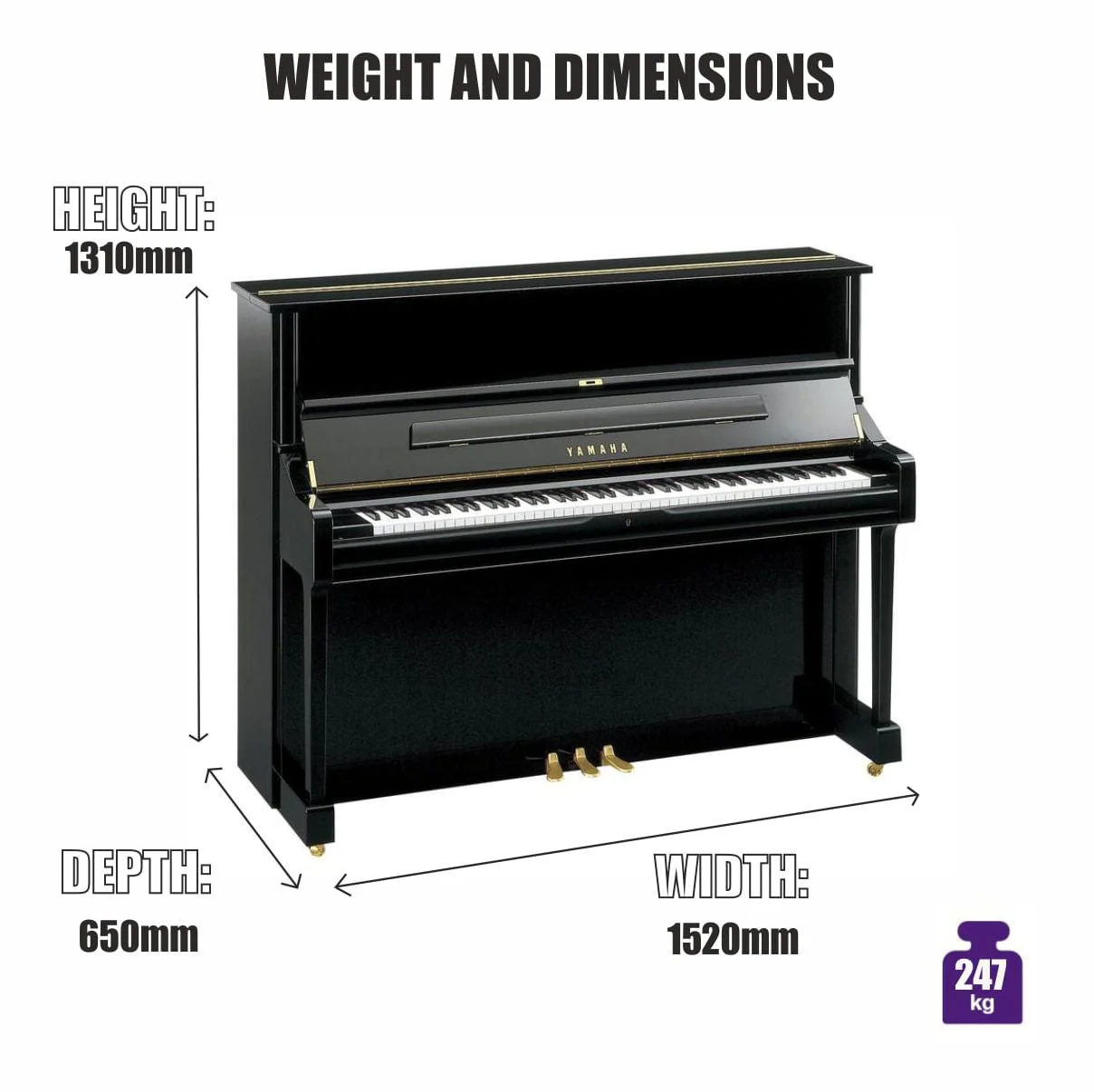 Yamaha YUS3 Upright Piano; Polished Ebony - Image 3